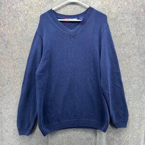 Reel Legends Sweater Mens Medium Blue Fleece Performance V Neck Pullover Knit